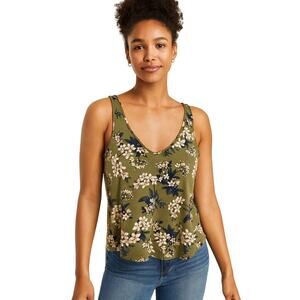 American Eagle Floral Tank Top - Dark Green - Women's XS